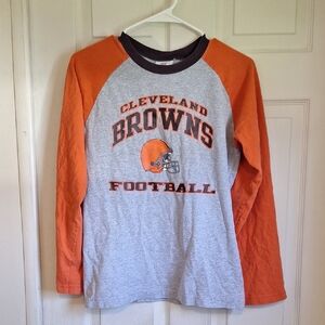 NFL Cleveland Browns Kids Long-Sleeve Tee Size Large 14/16— Orange & Gray
